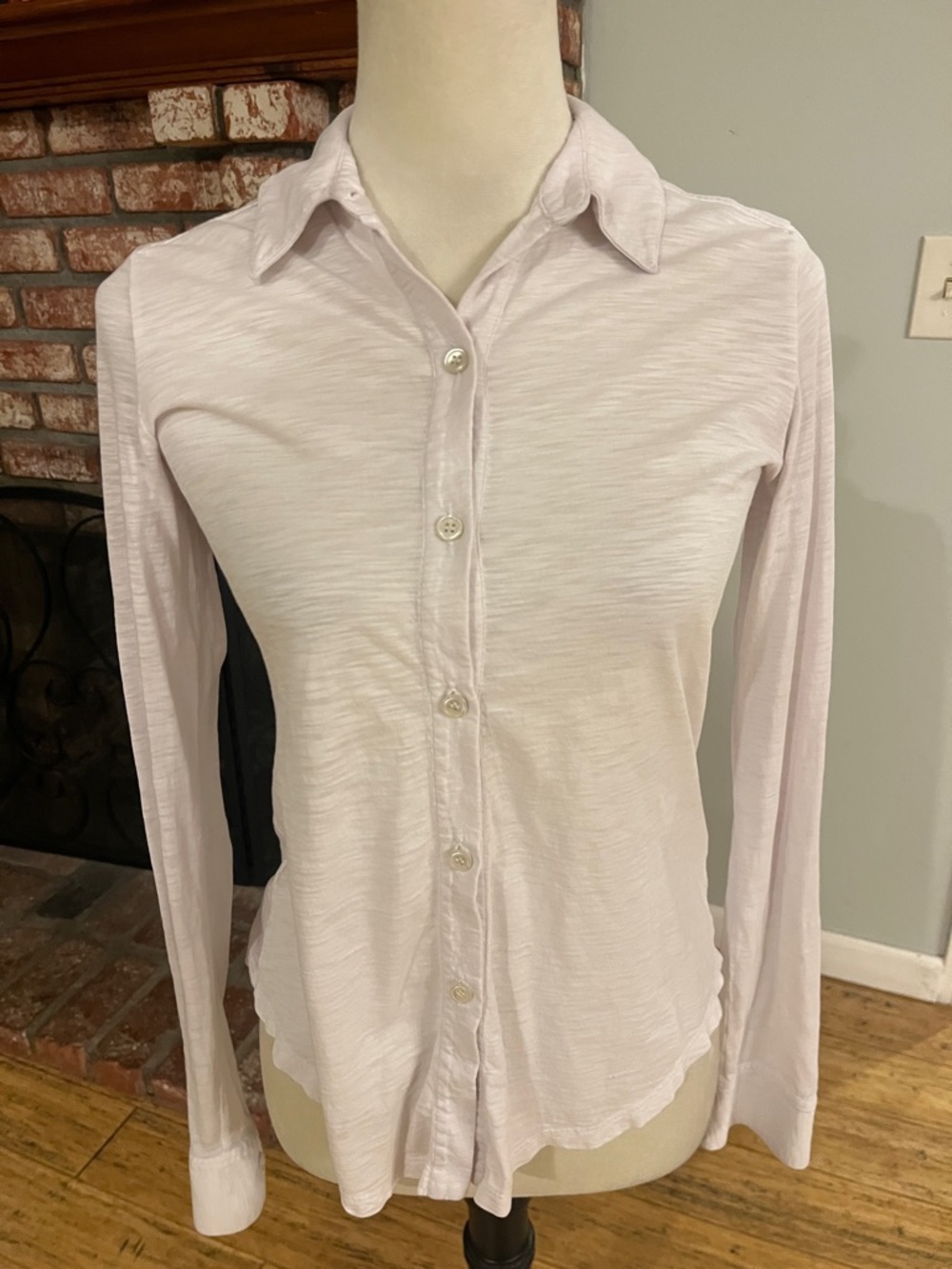 Theory Light Pink Button-Up Long Sleeve Shirt